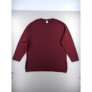 J Peterman Sweater Mens Large Red Wool Pullover Crew Neck Sweatshirt Italy